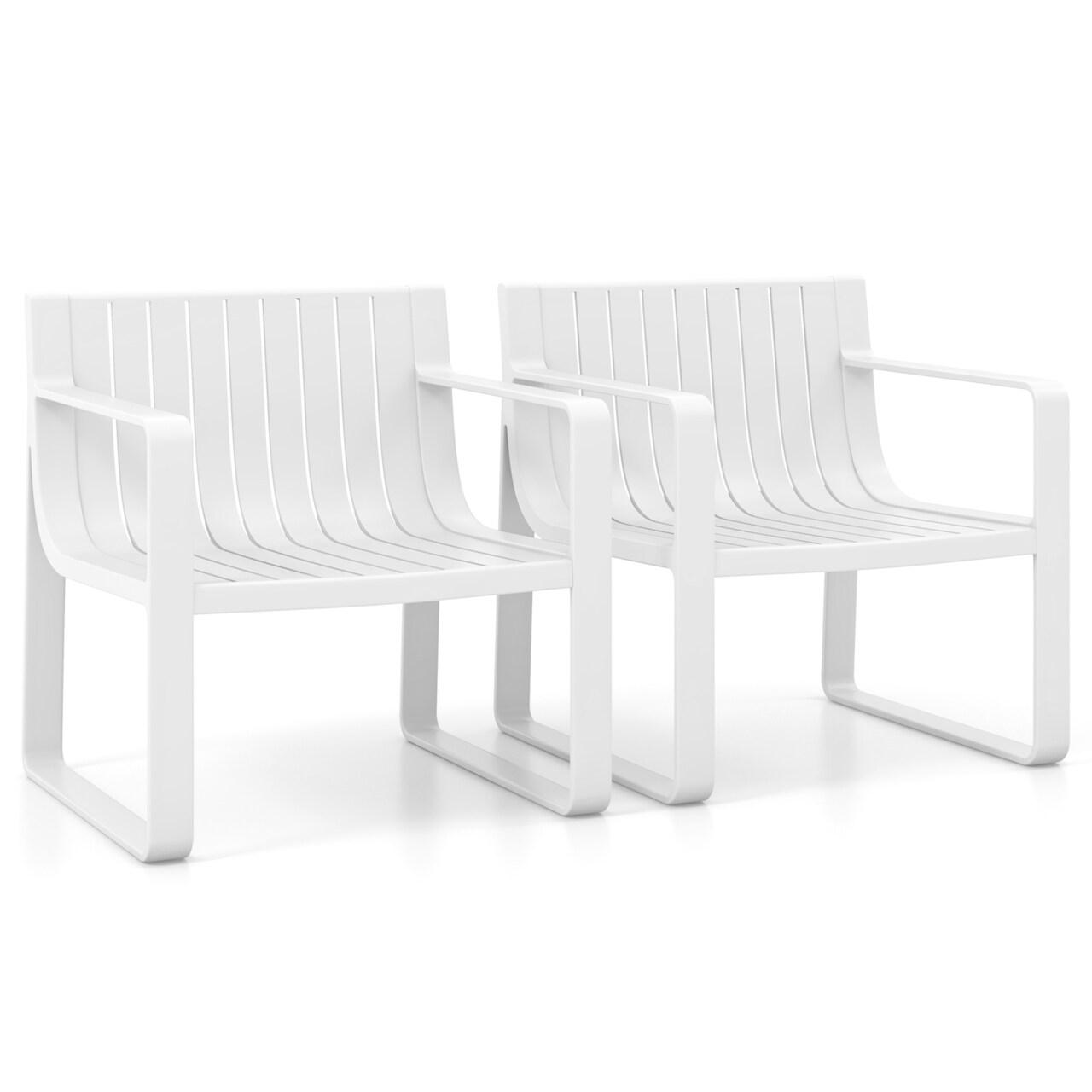 Costway Patio Chairs Set of 2/4 Weather-resistant Plastic Outdoor Armchairs White